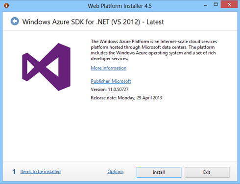 Windows Azure SDK installation