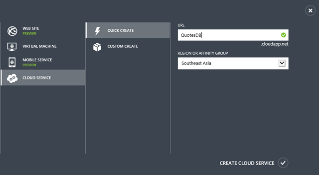 Create cloud service