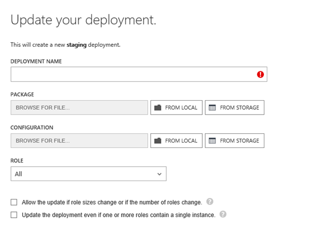 Upload cloud service package