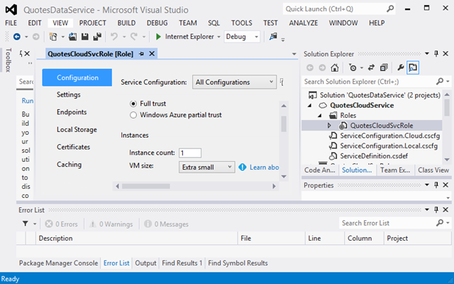 Cloud service instance properties