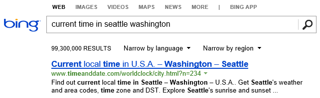 Current time Bing