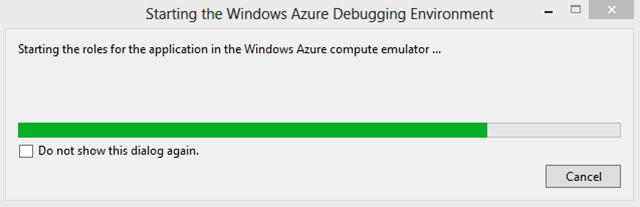 Azure emulator starting
